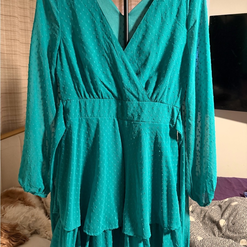 Japna Turquoise Long Sleeve Dress